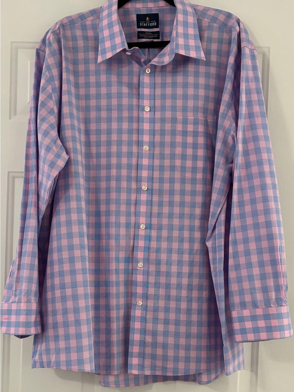 Stafford Pink and Blue Gingham Dress Shirt